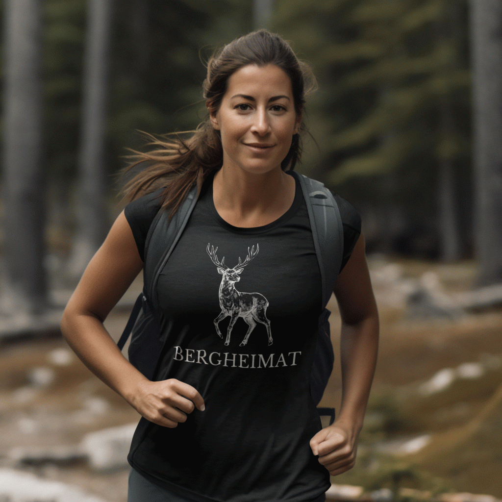 Frau mit Bergheimat-Shirt