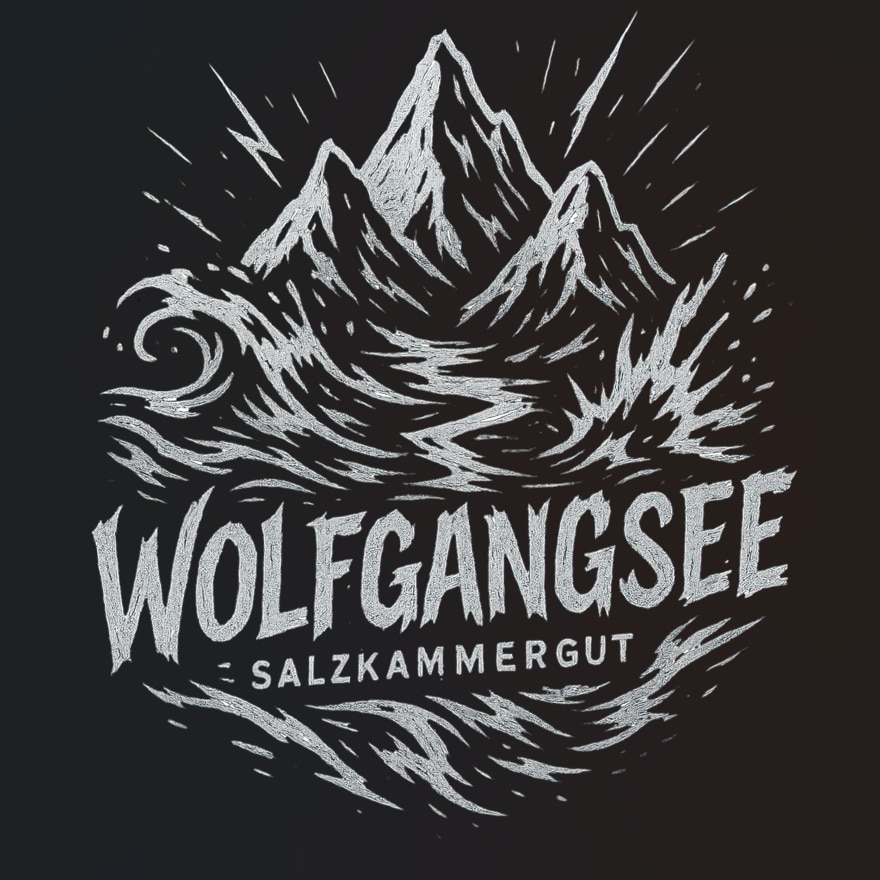 Wolfgangsee Motiv, im Heimatfilm-Stil.