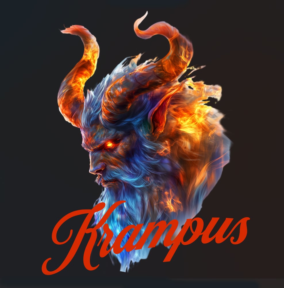 Buntes, gruseliges Krampus - Motiv.